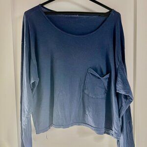 American Apparel Blue Long Sleeve Pocket Tee
